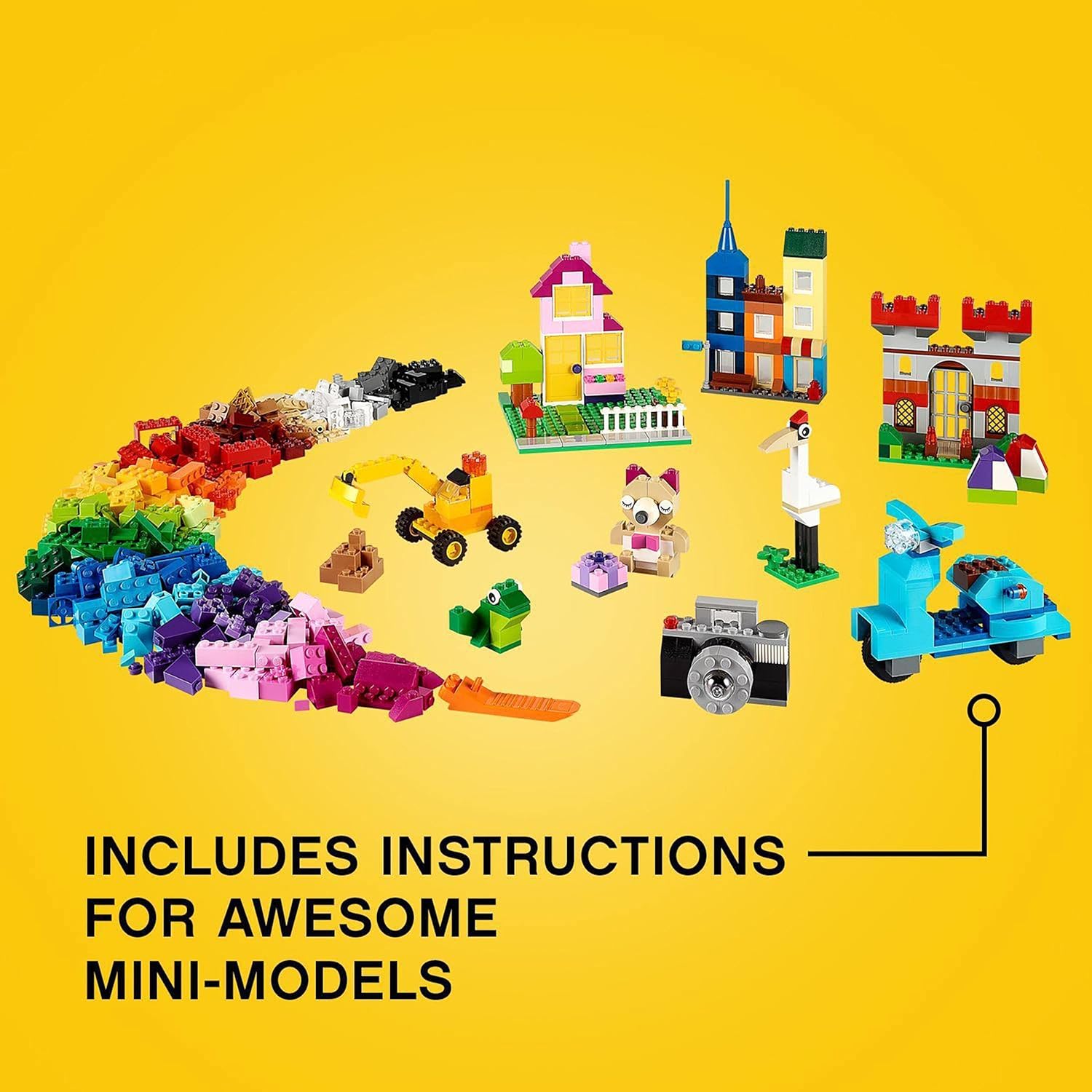 LEGO Classic Large Creative Brick Storage Box Set, Building Toys for 4 Plus Year Old Kids, Boys & Girls, Construction Toy with Windows 10698, Doors, Wheels and Green Baseplate 10698 Lego