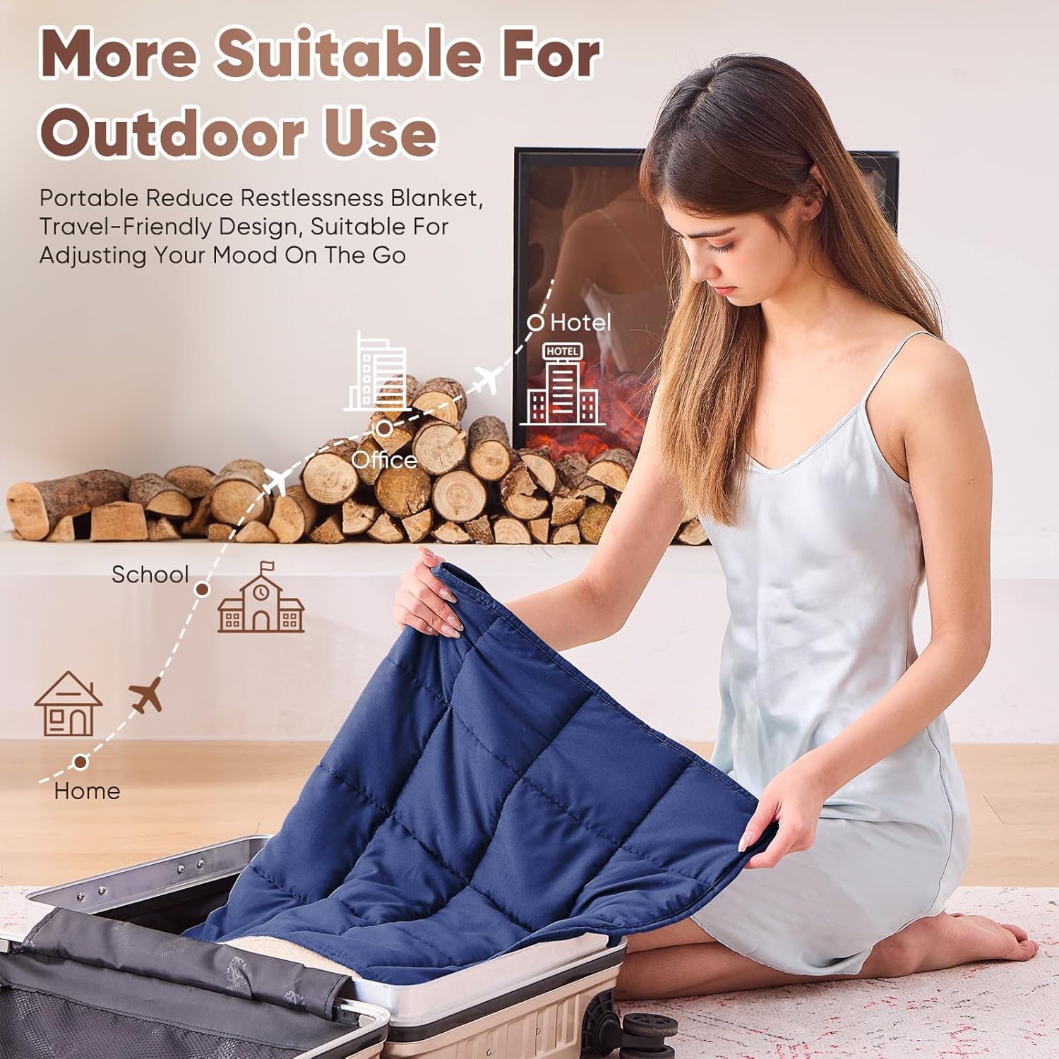 Weighted Lap Blanket for Adults 5lbs, 24"x29" Cooling Heavy Blanket, Portable Travel Weighted Blankets, Soft Small Blankets for Sleeping, Navy Blue