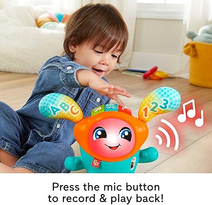 Fisher-Price DJ Bouncin’ Beats UK version, Baby Toys 12+ Months | Baby Sensory Toys for 1 Year Old Boys | Musical Toys for 1 Year Old Girls | Babies 1st Birthday Gifts for Girls | 9-36m, HJP92 Fisher-Price