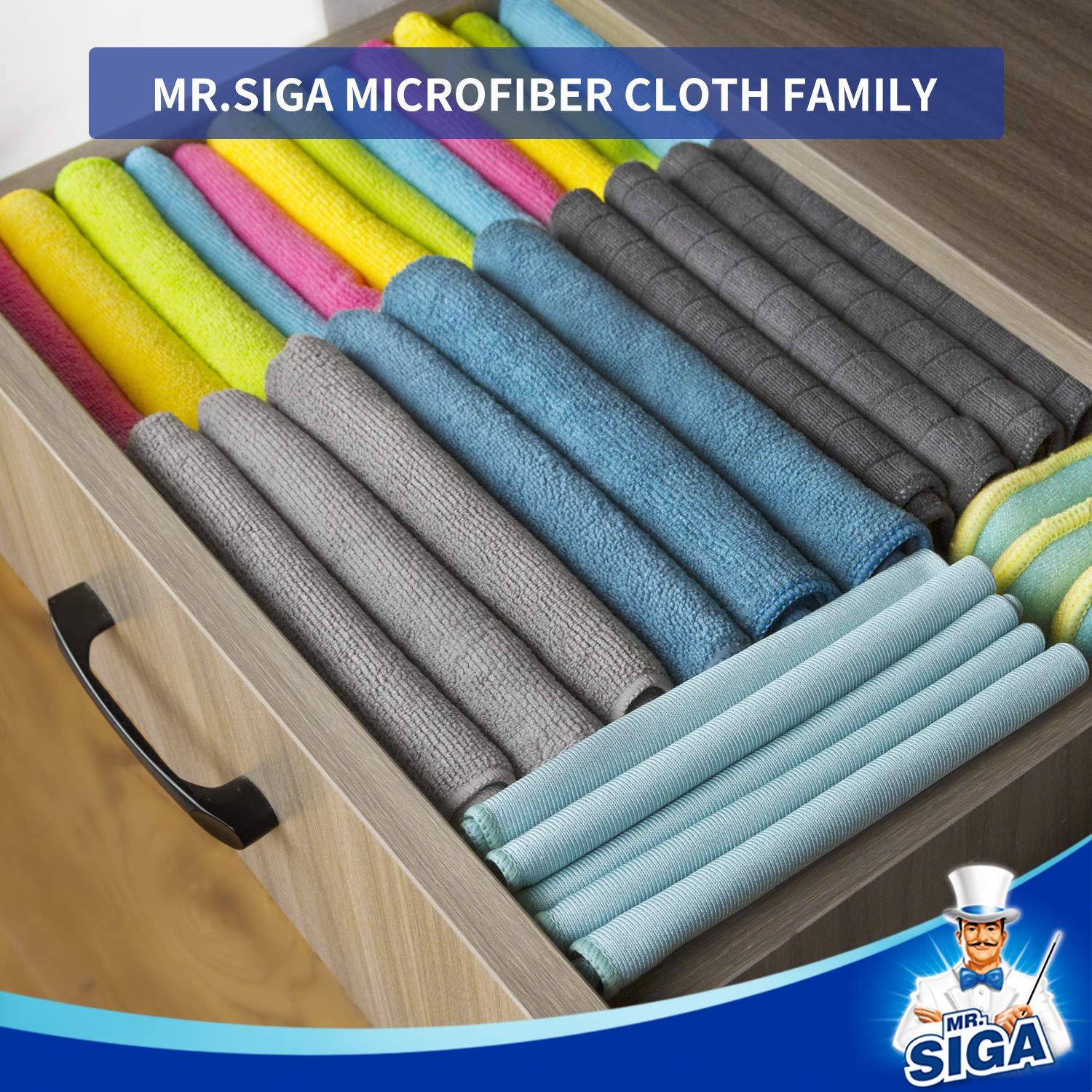 MR.SIGA Microfiber Cleaning Cloth,Pack of 12, Size:32 x 32 cm NORSONS