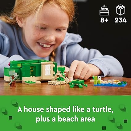 LEGO Minecraft The Turtle Beach House Animal-Care Toy for Kids, Girls and Boys Aged 8 Plus Years Old, Building Set with Characters and Figures from the Game, Gift for Gamers 21254 Lego