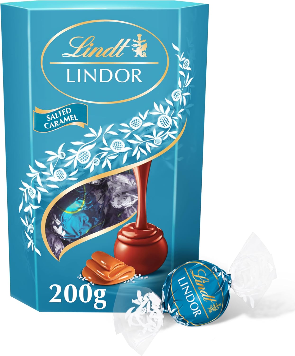 Lindt Lindor Salted Caramel Milk Chocolate Truffles Box - Approx 16 balls, 200g - Chocolate Truffles with a Smooth Melting Filling - Gift Present - Birthday, Celebrations, Congratulations Lindt