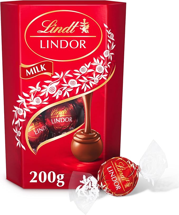 Lindt Lindor Milk Chocolate Truffles Box - Approx 16 balls, 200g - Chocolate Truffles with a Smooth Melting Filling - Gift Present - Birthday, Celebrations, Congratulations, Lindt