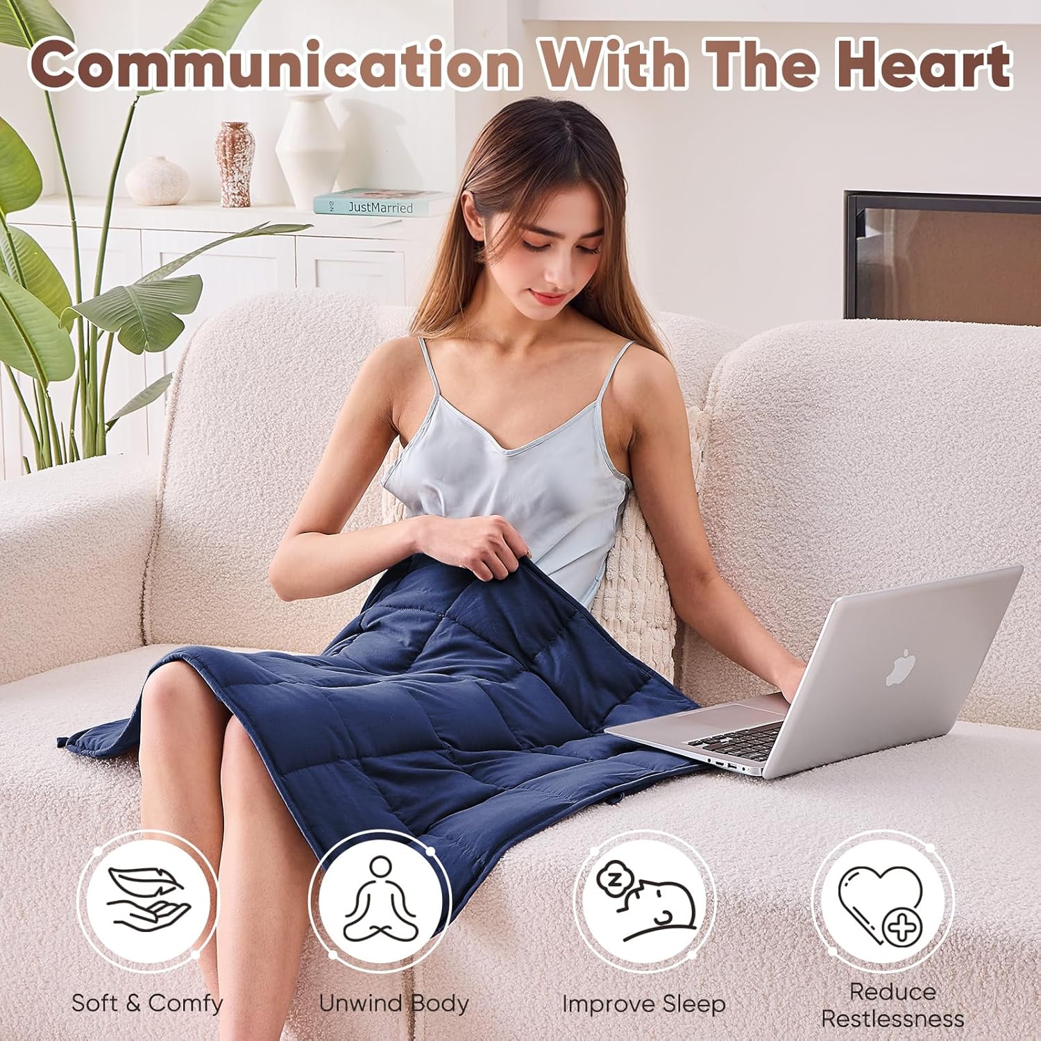 Weighted Lap Blanket for Adults 5lbs, 24"x29" Cooling Heavy Blanket, Portable Travel Weighted Blankets, Soft Small Blankets for Sleeping, Navy Blue