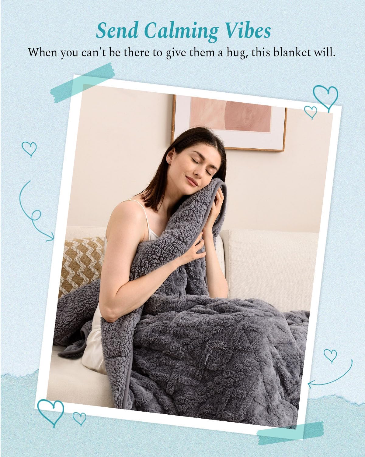 Topblan Weighted Blanket Queen Size 15lbs, Adult Weighted Blankets with Cozy Warm Sherpa for Sleeping and Calming, Jacquard Heavy Blanket for Couch Bed, Grey, 60 x 80 inches