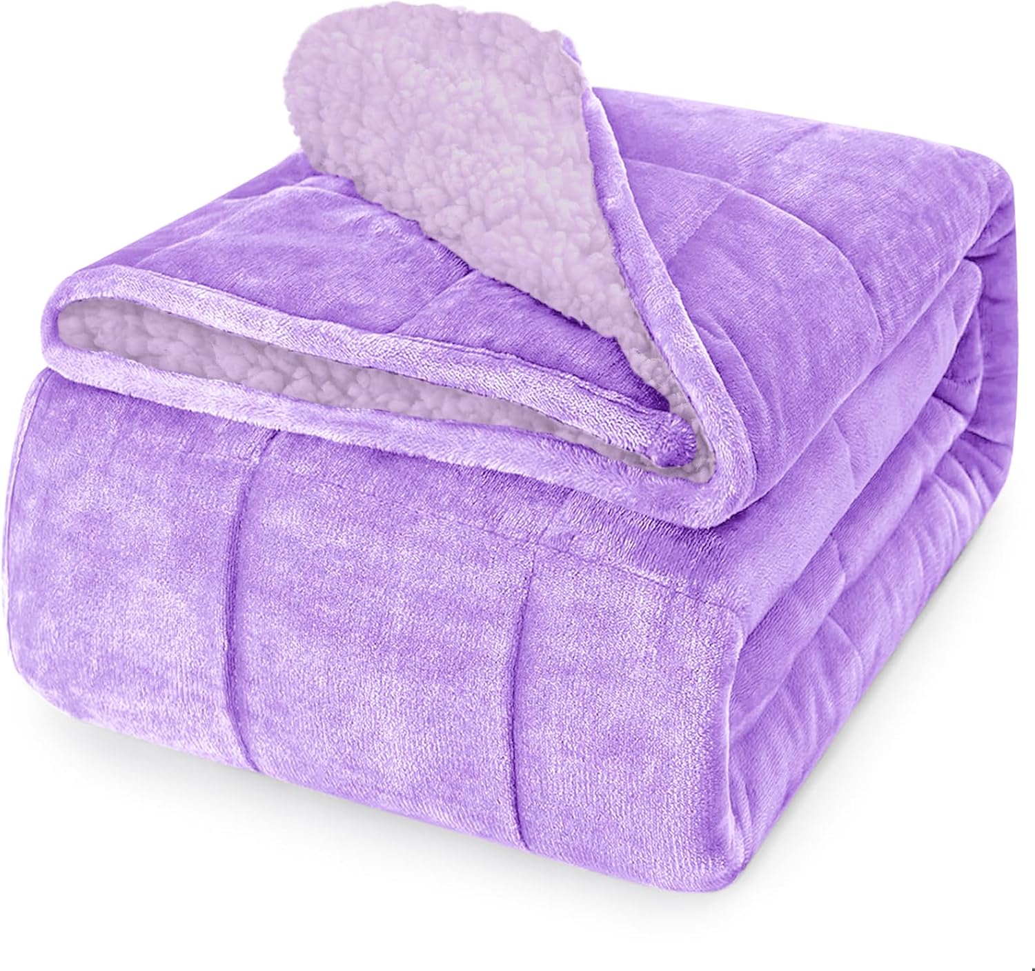 CYMULA Weighted Lap Blanket for Adults, Weighted Lap Pad Blanket for All Seasons (29" x 24" 7lbs, Purple) Travel Office Nap, Small Weighted Blanket for Sleeping