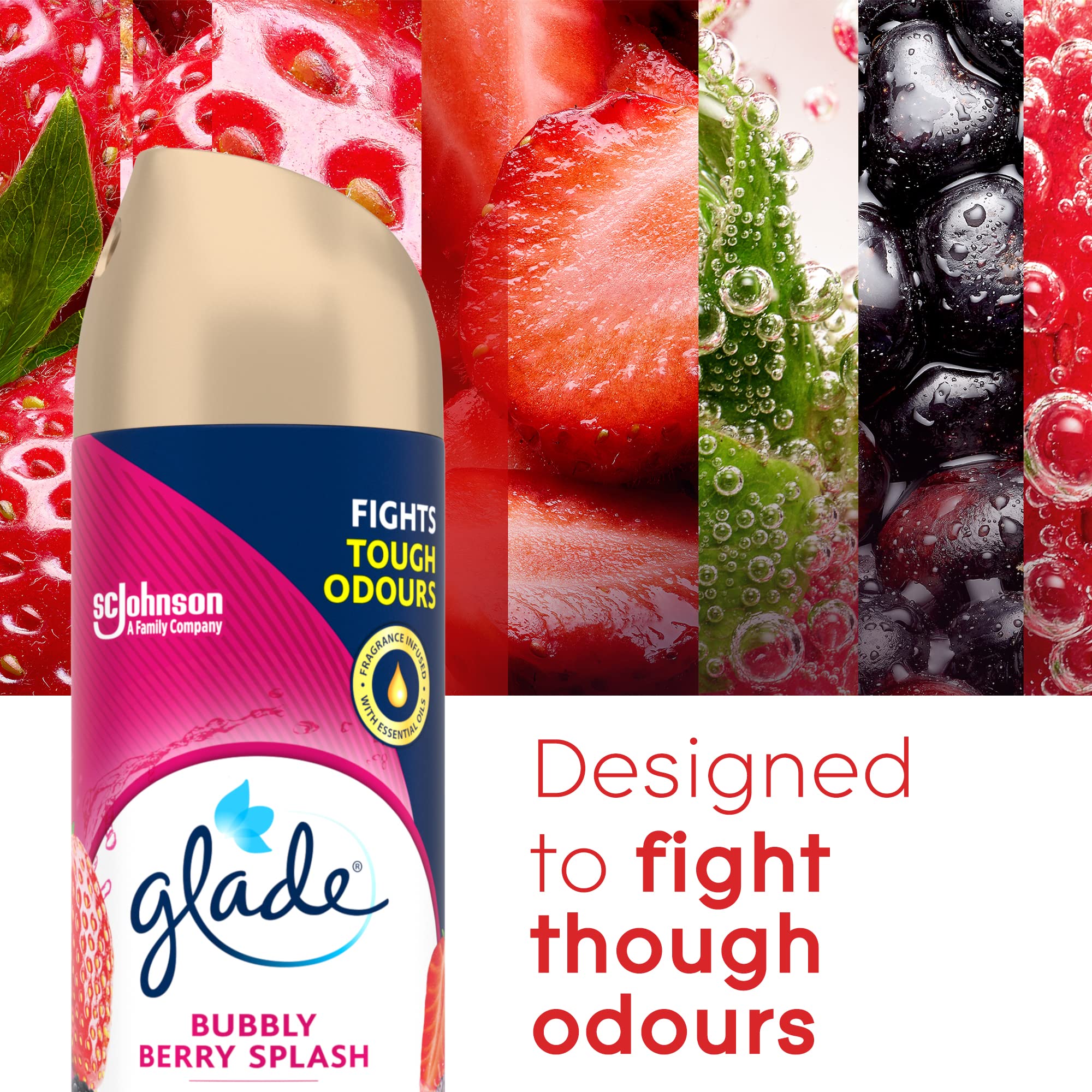 Glade Air Freshener, Aerosol Room Spray, Bubbly Berry Splash, Pack of 12 (12 x 300ml) glade