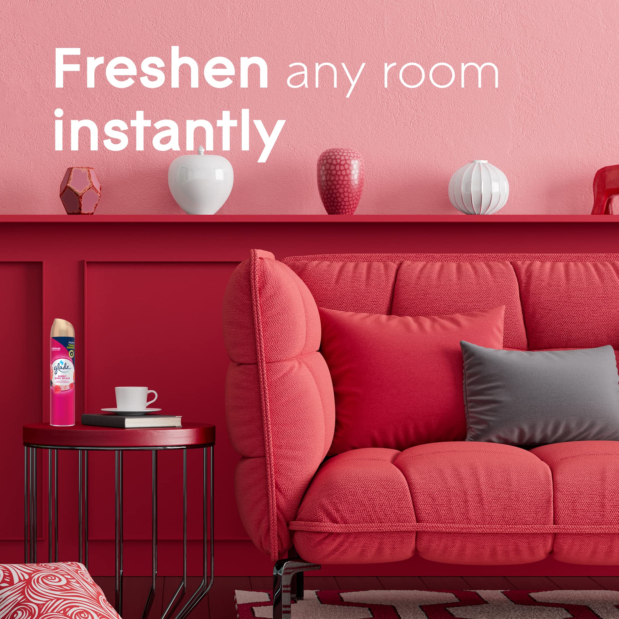 Glade Air Freshener, Aerosol Room Spray, Bubbly Berry Splash, Pack of 12 (12 x 300ml)