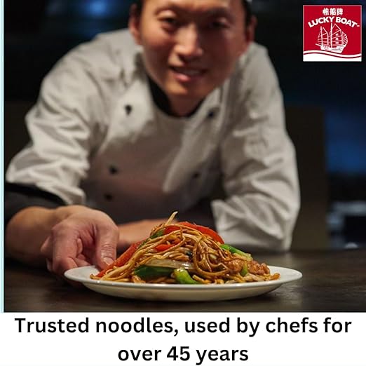 Lucky Boat Rice Noodle 400G  Thick Rice Noodle 10mm Pad Thai Gluten Free Noodles Thai Ingredients Chinese Ingredients & Asian Ingredients Lucky Boat