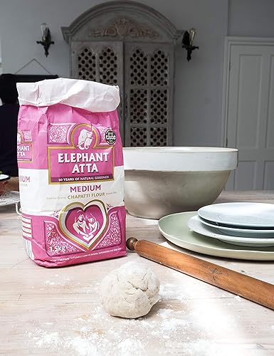 Elephant Atta Medium Chapatti Flour Atta | Medium Atta Flour | Naan Flour | Atta Flour | Roti Flour | Plain Flour | Bulk Flour | (5kg) ELEPHANT ATTA