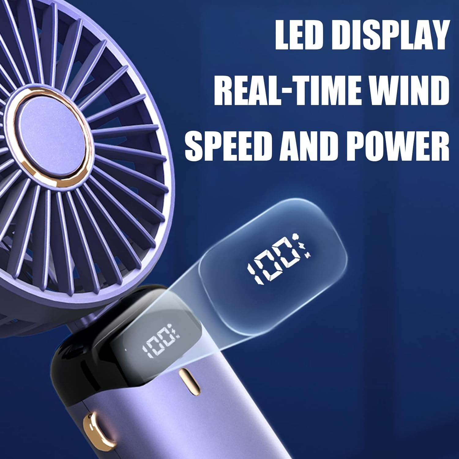 Portable Hand-held Fan Mini Folding Desk Fan Cooler Cooling USB Rechargeable Fans with 5 Speeds Jsdoin