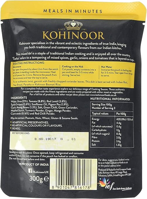Kohinoor Dal Tarka Lentils, 300g Kohinoor