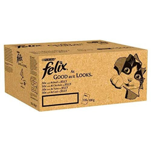 Felix As Good As It Looks Adult Cat Food Mixed In Jelly 120 Pouches NORSONS