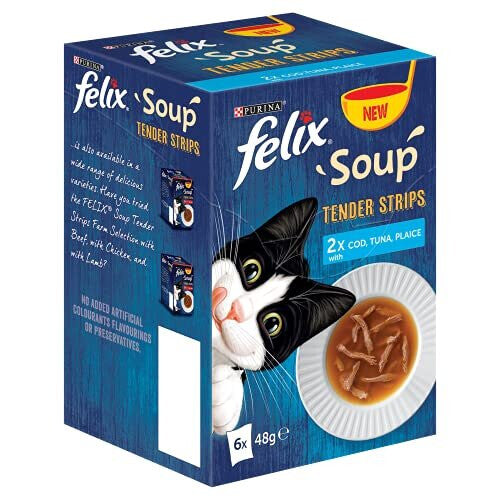 Felix Soup Cat Food Fish Selection Tender Strips, 6x48g (Pack of 8) NORSONS