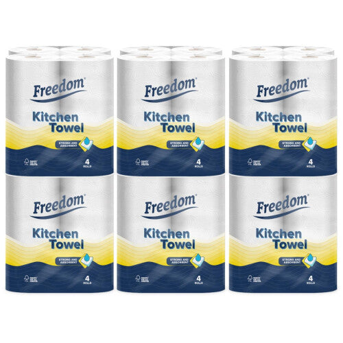 Freedom Super Strong & Absorbent MultiPurpose Kitchen Paper Roll, 24 Rolls Freedom