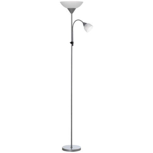HOMCOM Mother-Child Floor Lamp Duo Light Steel Frame w/ 2 Switches Round Base Homcom