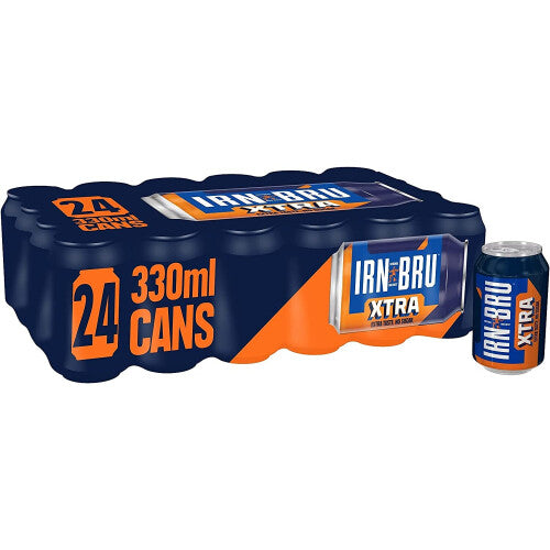 IRN-BRU XTRA Taste No Sugar 24 x 330ml Fizzy Drinks Multipack Cans (Pack of 24) NORSONS