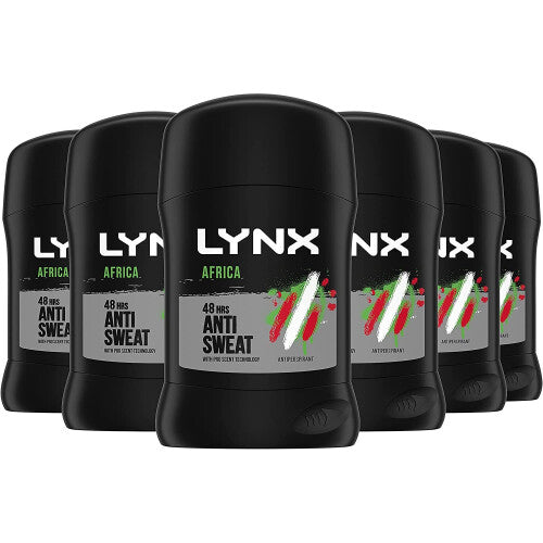 Lynx Africa Antiperspirant Deodorant Stick for men 50 ml Stick (Pack of 6) NORSONS