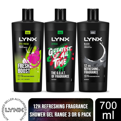 Lynx Shower Gel 700ml, 3 or 6 Pack NORSONS