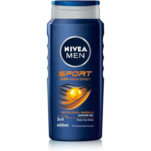 NIVEA MEN Sport Shower Gel Pack of 6 (6 x 400ml)  Refreshing Body Wash with Lime Scent All-in 1 Shower Gel for Men Strong NIVEA MEN Shower Gel NORSONS