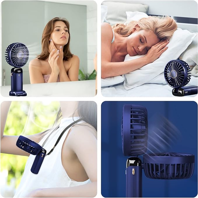 Portable Hand-held Fan Mini Folding Desk Fan Cooler Cooling USB Rechargeable Fans with 5 Speeds Jsdoin